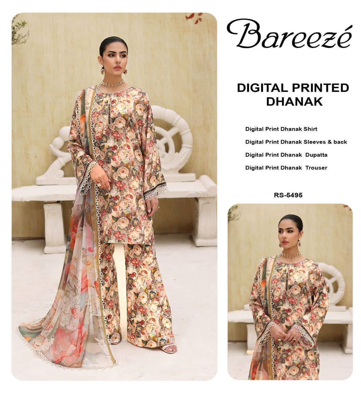 Breeze 3pc digital printed dhanak