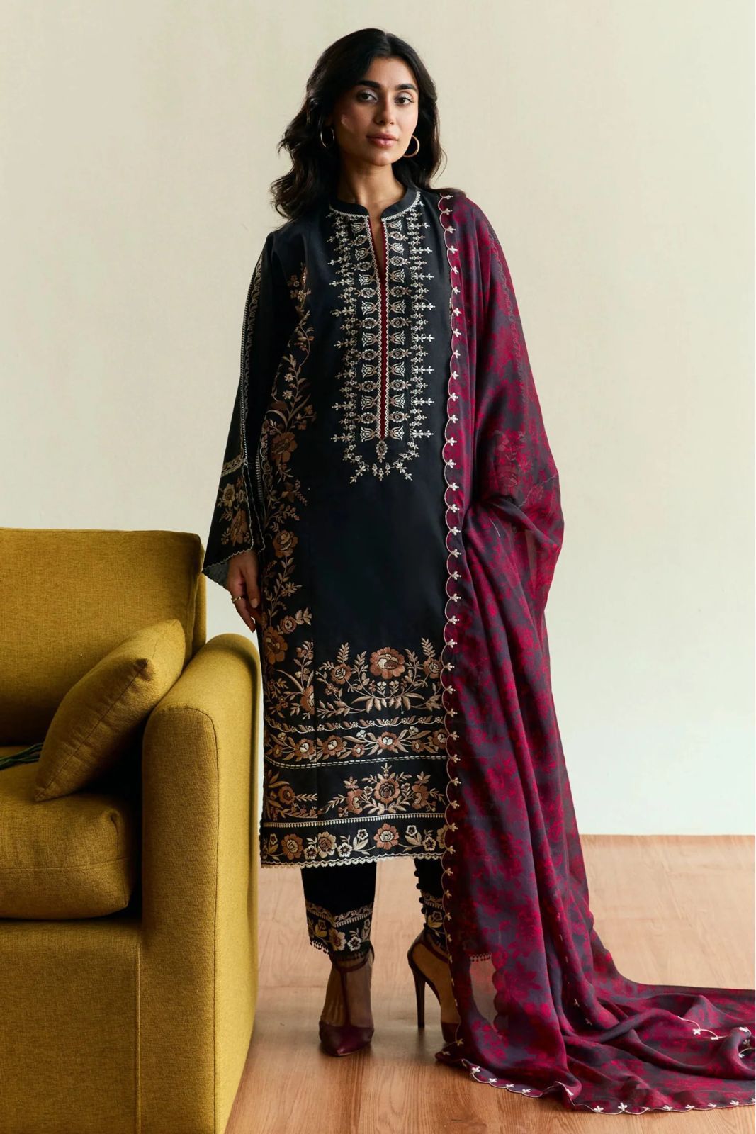 COCO By Zara Shahjahan Dhanak Embroidered 3-Piece Unstiched