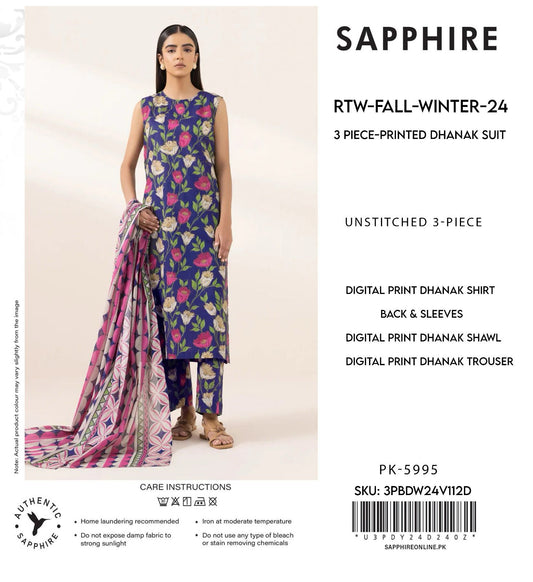 Sapphire 3pece printed dhanak