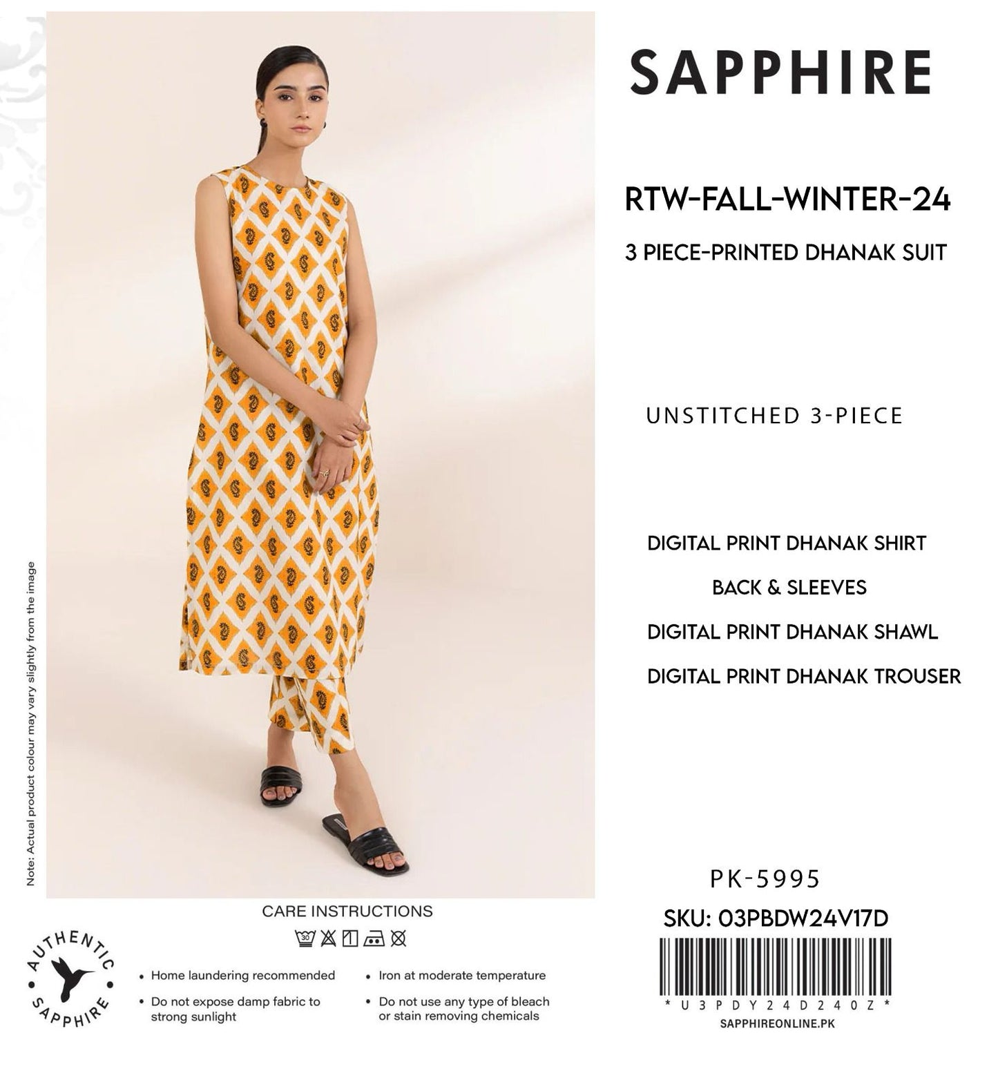 Sapphire 3pece printed dhanak