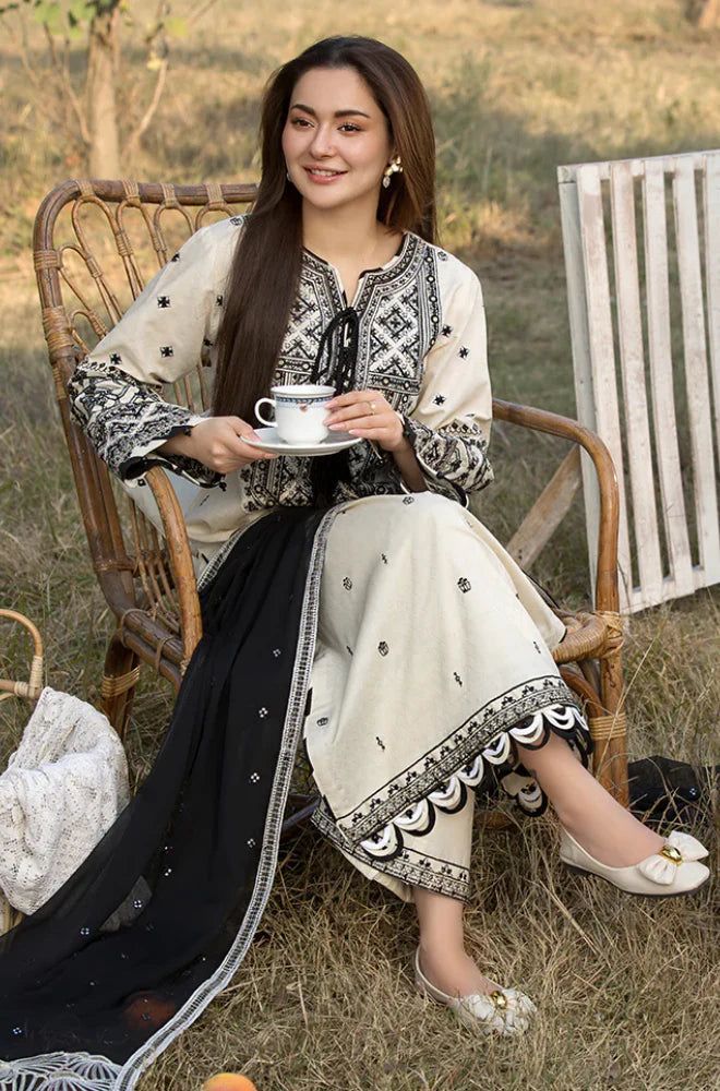 Qalamkar Dhanak Embroidered 3-Piece Unstiched