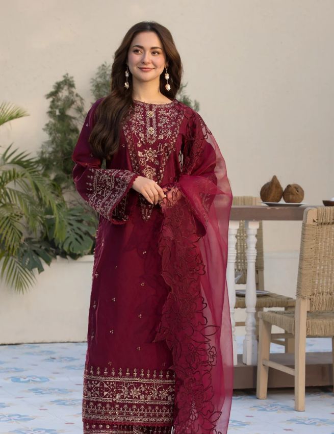 Qalamkar Dhanak Embroidered 3-Piece Unstiched