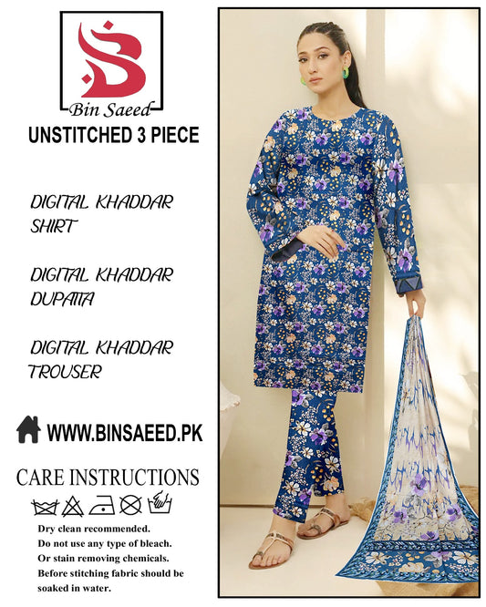 BinSaeed Digital printed khaddar 3pece