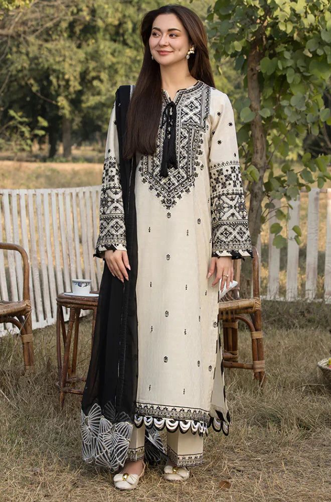 Qalamkar Dhanak Embroidered 3-Piece Unstiched