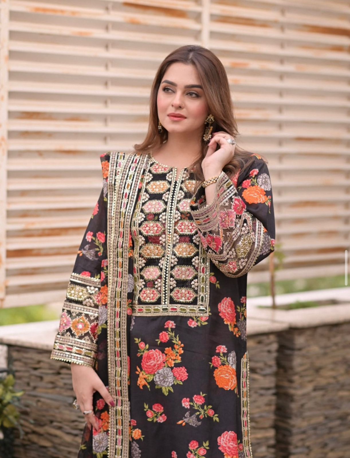 Aneela's Silk Embroidered 3-Piece Unstiched
