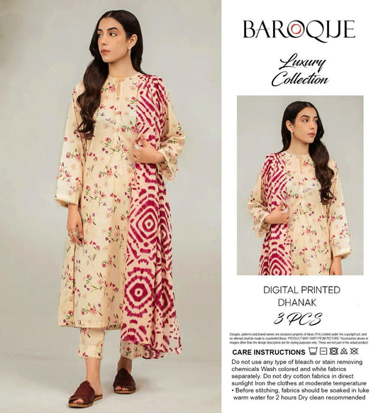 Baroque 3pece digital printed Dhanak