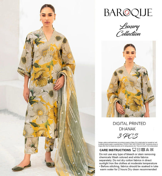 Baroque 3pece digital printed Dhanak