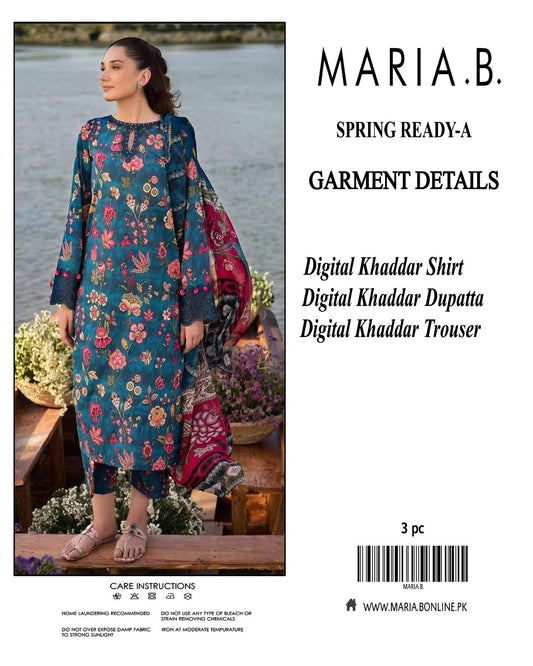 maria B 3pece digital printed khaddar