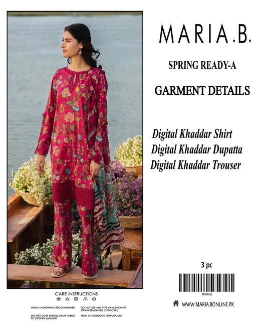 maria b 3pece digital printed khaddar