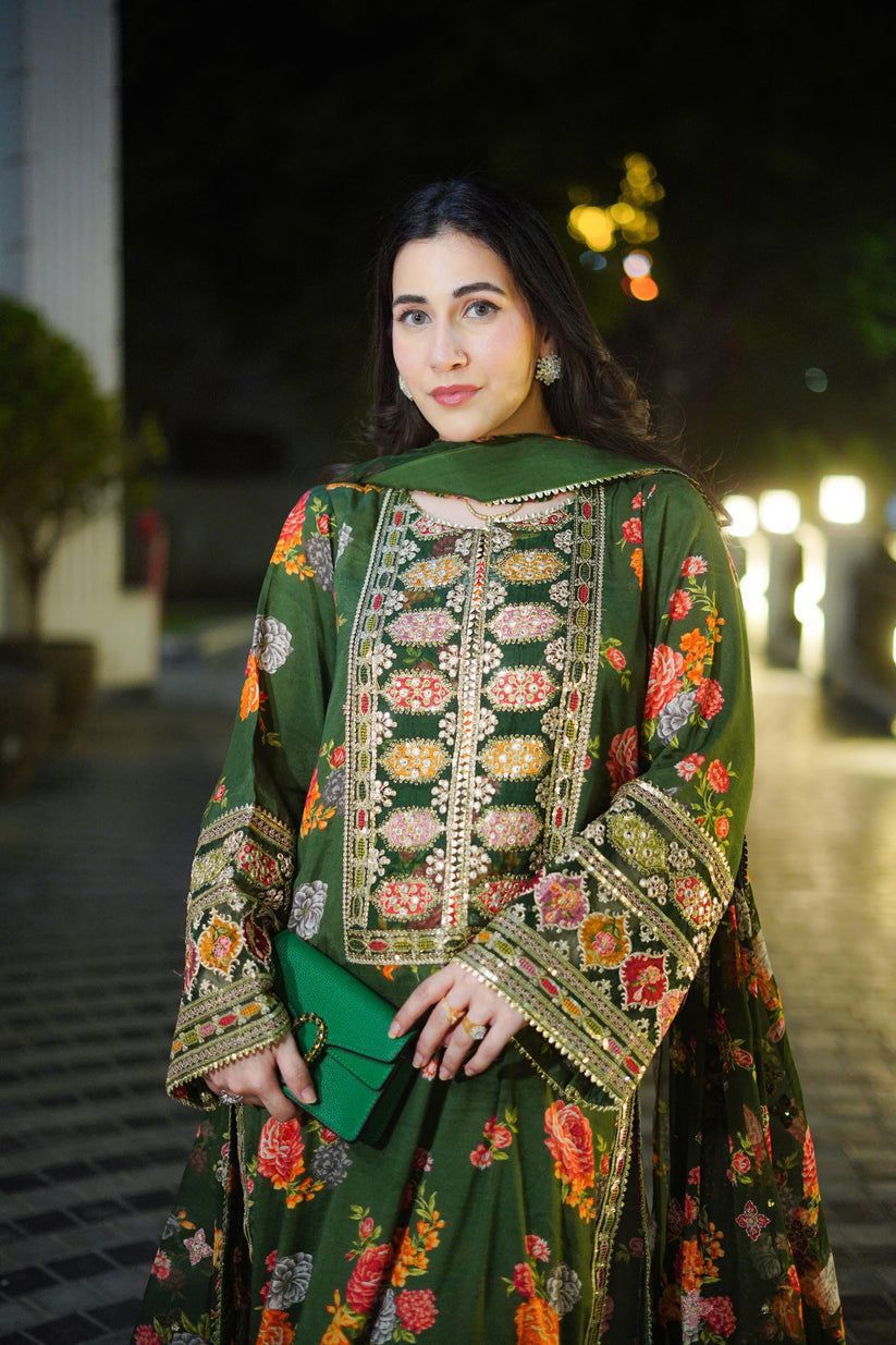 Aneela's Silk Embroidered 3-Piece Unstiched