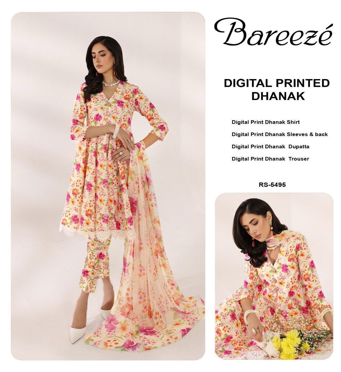 Breeze 3pc digital printed dhanak