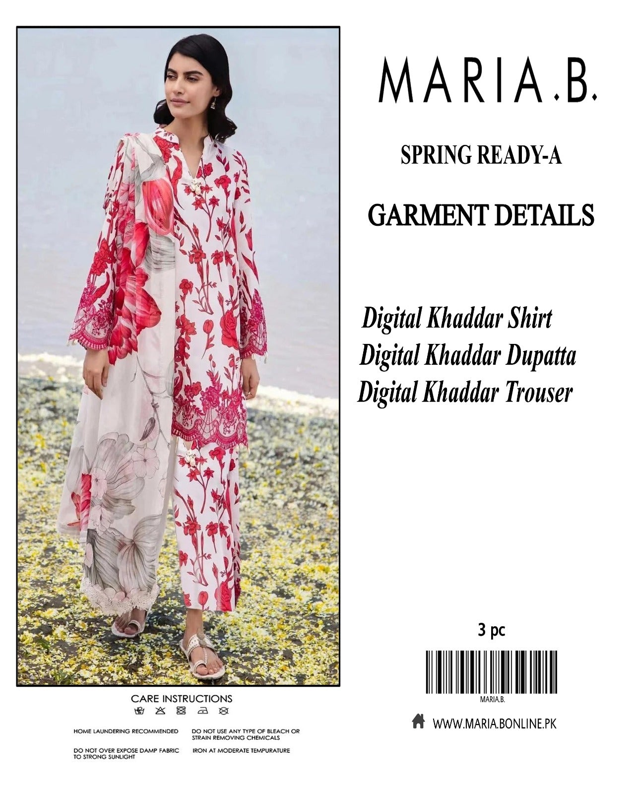 maria b 3pece digital printed kahddar