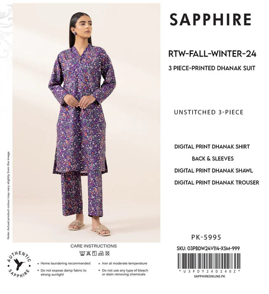 Sapphire 3pece printed dhanak