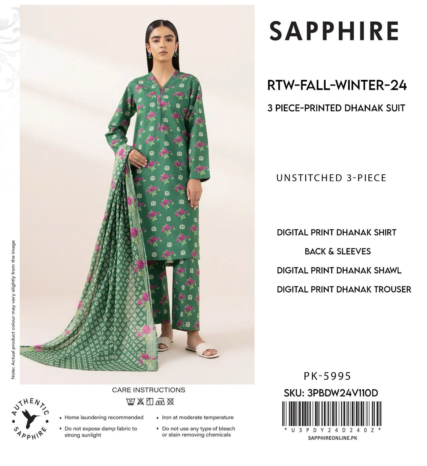 Sapphire 3pece printed dhanak