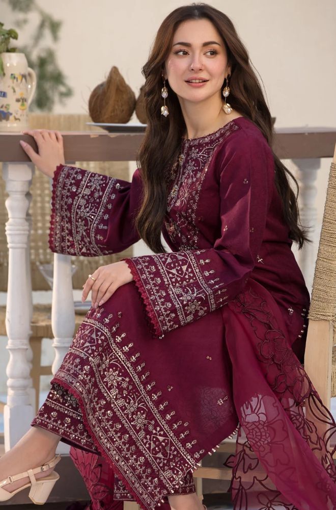 Qalamkar Dhanak Embroidered 3-Piece Unstiched