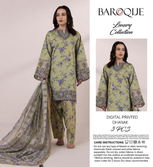 Baroque 3pece digital printed Dhanak